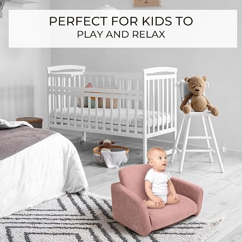 ZICOTO Comfy Kids Chair for Toddler - Stylish 2 in 1 Lounger Made of Memory Foam Easily Unfolds Into a Soft Baby Couch to Nap On - Modern Fold Out Sofa for The Little Ones thumbnail 4