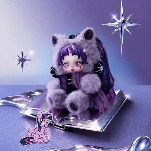 POP MART SKULLPANDA × My Little Pony Series Plush Doll Cute Keychain Blind Box Mystery Box Figures, Collectible Toys Bag Charms, Holiday Birthday Gifts for Girls and Boys, Single Box thumbnail 7