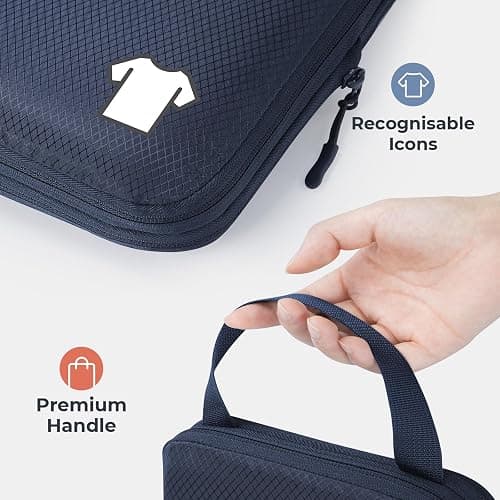 Compression Packing Cubes 8 Set Travel Organizer, Waterproof Travel Packing Cubes for Carry on Luggage Compression Cubes Travel Essentials Blue thumbnail 4