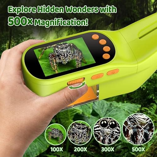 Handheld Microscope for Kids, Outdoor Explorer STEM Toy with Bonus Tools, 2.4" IPS Screen, Ergonomic Grip, Digital Camera, Photo/Video, Magnifier, Science Kit – Gift for Boys & Girls Age 3-12 thumbnail 4