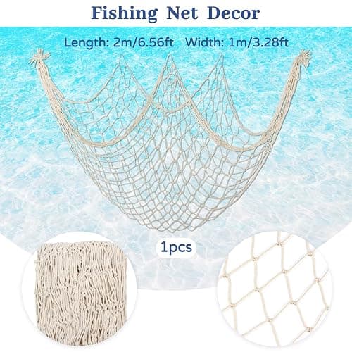 ZERODECO Mermaid Party Decorations - Iridescent Garland, Natural Fishnet and Bubble Garlands for Birthday, Pirate, Nautical, Under The Sea Theme thumbnail 4