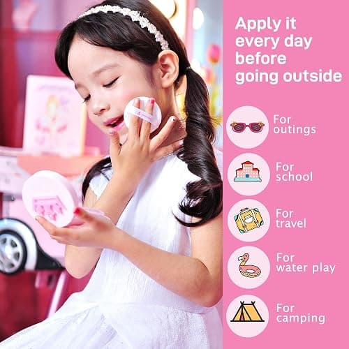 peach and Kids Sunscreen, Mineral Sunscreen SPF50+ PA++++, Tested for Sensitive Skin, Baby & Toddler Gentle Formula, Non-Greasy, Kids Travel Essentials (Pink Tiara) thumbnail 3