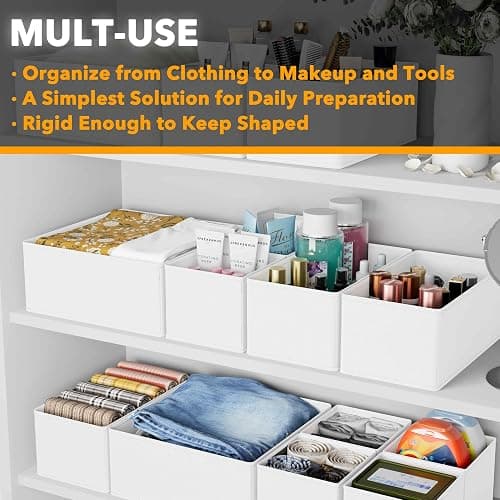 SpaceAid Drawer Organizer Clothes, 12 Pack Dresser Organizer Bins for Nursery, Closet Organization and Storage Dividers for Clothing, Baby Clothes, Underwears, Socks (White) thumbnail 5