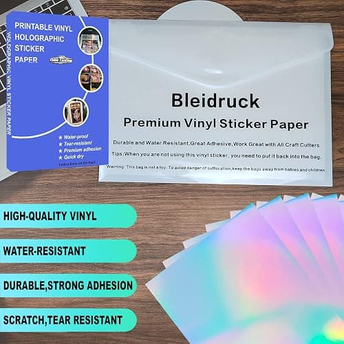 20 Sheets Holographic Sticker Paper 8.5x11 inch Printable Waterproof Stickers Rainbow Vinyl Sticker Sheets for Inkjet or Laser Printer thumbnail 4
