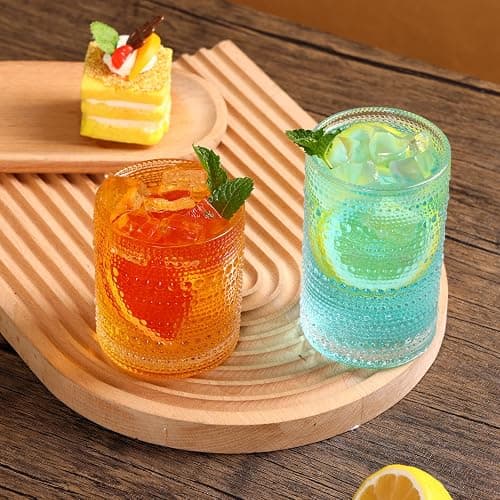 Moretoes Hobnail Drinking Glasses Set of 12, 12 Oz Highball Glasses & 10 Oz Cocktail Glasses, Clear Embossed Boho Glass Cups Kitchen Bar Tumbler Glassware Set for Whiskey, Beer, Juice, Milk thumbnail 7