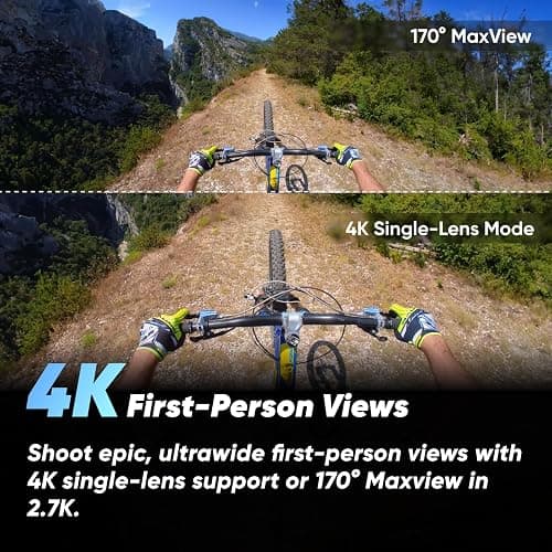 Insta360 X3 128 GB Vlog Kit - 360 Action Camera with 5.7K 360 Active HDR Video, 4K Single-Lens Camera, Waterproof, FlowState Stabilization, 2.29" Touchscreen, AI Editing, for Motorcycle, Wintersports thumbnail 6