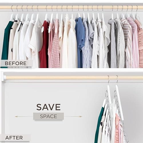 MORALVE Space Saving Hangers for Closet – 4 Pack European Beechwood 6-Tier Shirt Organizer with 360° Swivel Hook – Collapsible Clothes Hanger for Closet Organization (Hangers Not Included) thumbnail 3