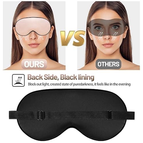Silk Eye Sleep Mask - Adjustable Strap, Comfortable & Soft Satin Eye Mask, Blindfold Eyeshade for Men & Women for A Full Night's Sleep (Pink) thumbnail 4