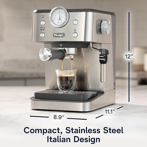 De’Longhi Classic Espresso Machine with Milk Frother, 15-Bar Pump & Temperature Control - Barista Coffee Maker Kit for Espresso, Latte, Cappuccino & Iced Coffee - Italian Stainless Steel Design thumbnail 3
