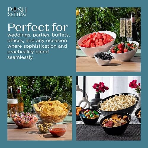 Posh Setting Clear Serving Bowls Small Hard Plastic Candy Bowl for Weddings, Buffet, Offices, Disposable Small Angled Bowls for Party's, Salads, Snacks and Fruit Bowl 5 Pack thumbnail 5