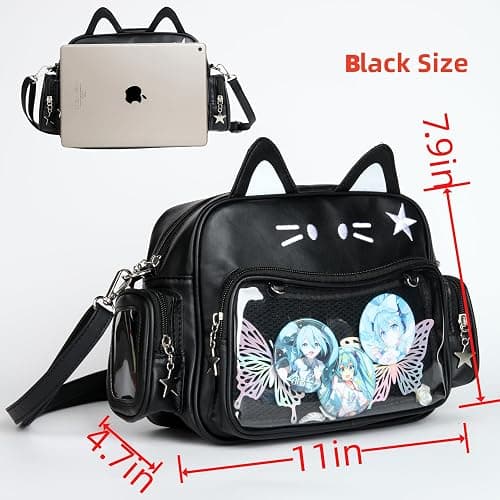 Cat Ita Bag Pin Display Kawaii Backpack for School PU Shoulder Crossbody Bag for Girls Y2k Purse with Insert thumbnail 5