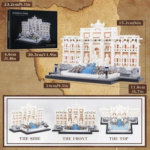 SAMYBLOCKS 2000pcs Micro Mini Blocks Trevi Fountain Archiecture Building Blocks Set,Creative Ideals Roman Landmark Model Collection, for 14+ Boys, Girls or Adults thumbnail 3