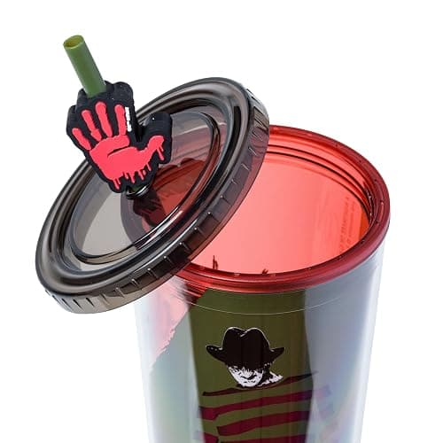 Silver Buffalo A Nightmare on Elm Street, Plastic Cold Cup, 24oz | Freddy Krueger, Welcome to My Nightmare, Lid, Straw Topper, 0.71 Liters thumbnail 5