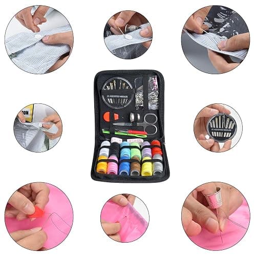 Sewing Kit,Zipper Portable Mini Sewing Kits for Adults,Traveler, Beginner, Emergency,Family Repair,Sewing Supplies with 12 Color Thread,Scissors,Needles,Tape Measure and Other Accessories thumbnail 4