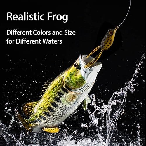 5Pcs Topwater Frog Lures Sets with Bait Box, Frog Lure Ray Frog Topwater Fishing Crankbait Lures, Frog Artificial Soft Bait for Bass Snakehead, Weedless Freshwater Soft Simulated Frog Bait thumbnail 3