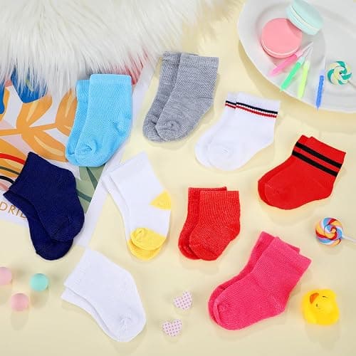 Zhanmai 9 Pairs Mini Doll Socks Accessories for American 18 Inch Doll Socks Clothes for Accessories Multicolored(Simple) thumbnail 7