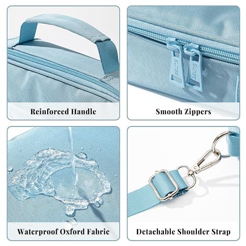SUNEE Bible Cover for Women, Large Bible Bag w/Shoulder Strap Carrying Book Case w/Pen Slots and Zippered Pocket, Gift for Women & Men, Blue thumbnail 5