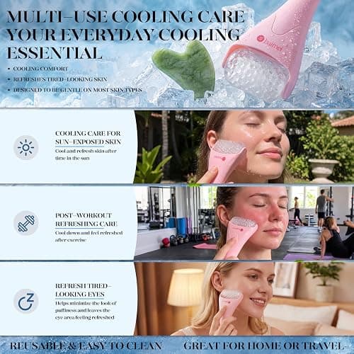 BAIMEI IcyMe Ice Roller for Face & Gua Sha Set, Depuff & Migraine Relief | Cooling Smoothing Guasha Tool for Face & Ice Roller,Daily Beauty Skincare Tool for Home Spa, Self Care Gifts for Women-Pink thumbnail 4