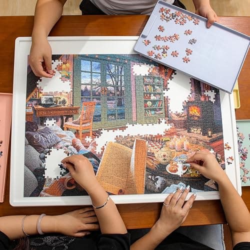 Playboda 1000 Pieces Rotating Plastic Puzzle Board with Drawers and Cover, 30"x22" Portable Spinning Jigsaw Puzzle Table for Adults, Upgraded Lazy Susan, Ideal Gift for Mum thumbnail 2