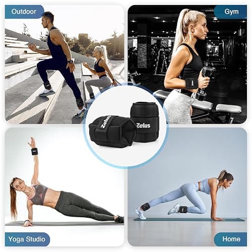 ZELUS 1 Pair Adjustable Ankle Weights, 2 4 6 8 10 lb Modularized Leg Weight Straps for Women Men, Weighted Ankle Weight Set with Removable Sandbags, 1-5 lb per Ankle Strap for Gym Yoga Jogging Walking thumbnail 7