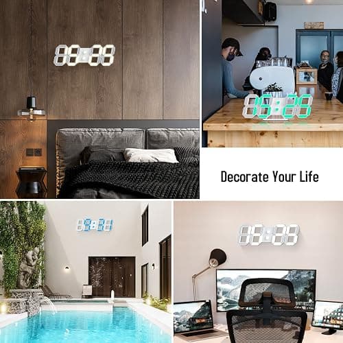 EDUP HOME 3D LED Neon Digital Desk Wall Alarm Clock RGB Night Light 7 Colors 9.7" with Remote Control for Bedroom/Living Room/Kitchen/Office, Adjustable Brightness,12/24 Hr, Time/Date/Temperature thumbnail 3