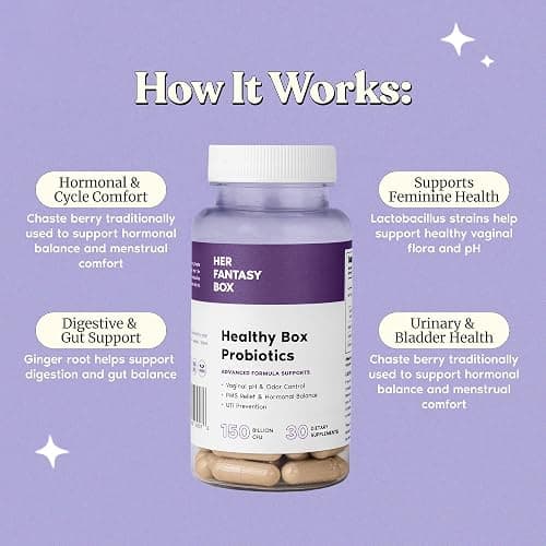 Her Fantasy Box | Healthy Box | Vaginal Probiotics for Women – Prebiotics + Advanced Lactobacillus Blend – Hormonal Balance, PMS Relief – Feminine Health Support with Cranberry & D-Mannose thumbnail 5