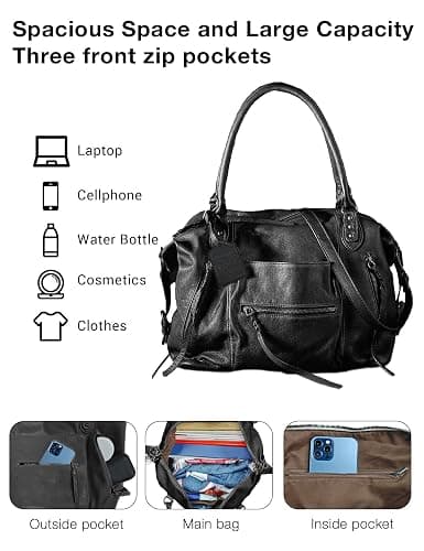 WINSASI Women's Large Tote Bag City Tote Bag Fall Purse with Zipper Women Vegan Leather Hobo Handbags with Adjustable Strap thumbnail 4