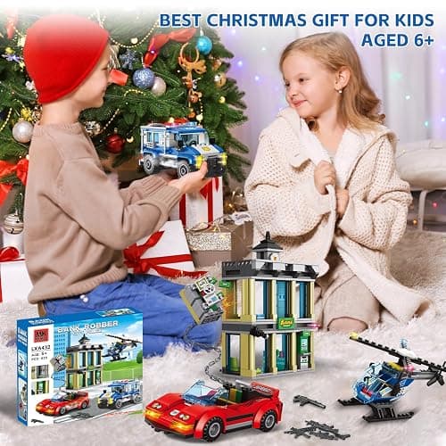 City Police Bank Building Sets, Compatible with Lego Police Bank, Includes Car, Bank, Helicopter, Police Chase Building Blocks Toy Set Gift for Kids 6 Plus Years Old（655 PCS） thumbnail 2