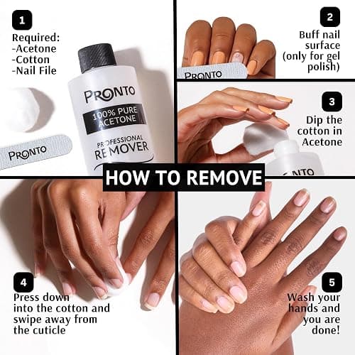 Pronto 100% Acetone Nail Polish Remover - Gel Polish Remover for Nails | Acetone Nail Polish Remover & Remover For Nails, Glue, Gel, Acrylic & Dip | 100 Percent Pure Acetone, 16 Fl oz (Pack of 1) thumbnail 6
