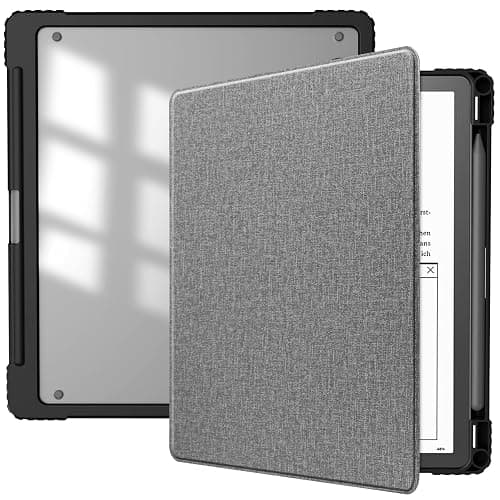 HGWALP Slimshell Clear Case for Kindle Scribe 10.2" (2024/2022 Release),Kindle Scribe Case Cover 10.2 inch 2024/2022 with Pen Holder and Auto Sleep/Wake Function-Grey - Image 1
