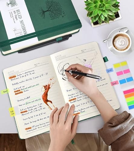 Lined Journal Notebook -365 Pages A5 Thick Journals for Writing Ruled Notebook, Hardcover Leather Journal for Women Men Daily Journal Notebook for Work, Note Taking, 100Gsm Lined Paper( 5.75'' X 8.38'' Green) thumbnail 2
