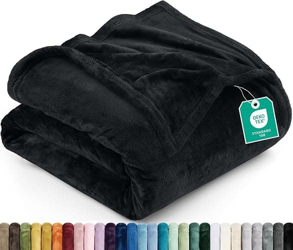 Utopia Bedding Ultra Soft Fleece Bed Blanket Throw Size Black (50x60 Inch) | Microfiber Plush Warm Lightweight Breathable Cozy Blanket Anti-Static, All Season Use, Gift for Women and Men - Image 1