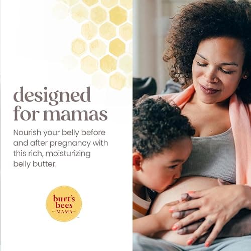 Burt's Bees Mama Belly Butter Stretch Mark Cream for Pregnancy Massages Body & Reduces Scar Appearance, Prenatal & Postnatal Tummy Skin Care, Shea Butter & Vitamin E Rich Formula, 6.5 Oz Tub thumbnail 5