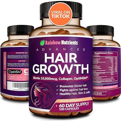 Hair Growth Vitamins for Women | Biotin 10,000mcg, Collagen, Patented OptiMSM®, goMCT®, Saw Palmetto | Naturally Regrow Stronger & Healthier Hair, Skin and Nails | Stops Hair Loss | 60 Day Supply - Image 1