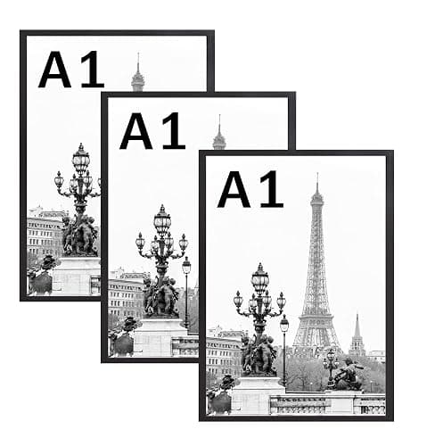 Stunning Large A1 Photo Poster Certificate Frame (59.4 x 84.1 cm) with Backboard and Styrene Included for Portrait and Landscape Display Wall Hanging -Black thumbnail 7