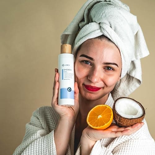 LOBEY Duschgel für Damen & Herren für Empfindliche Haut – Sanfte Reinigung – Feuchtigkeitsspendendes Duschgel mit Kokosöl – Vegan & ohne Sulfate – Natürliche Körperpflege (200 ml) thumbnail 5