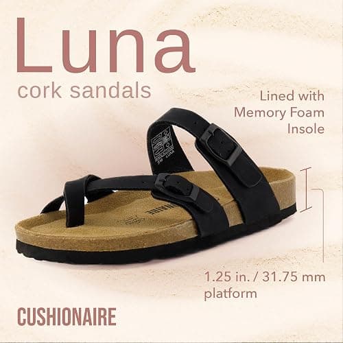CUSHIONAIRE Women's Luna Cork Footbed Sandal With +Comfort thumbnail 2