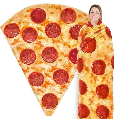 Jorbest Pizza Blanket Birthday Gifts for Women Men Teen Boys Girls, Double Sided Novelty Pizza Throw Blanket Funny Gifts for Adult and Kids, 285 GSM Soft Flannel Fun Food Blanket (Red, 60 inches) ﻿ - Image 1