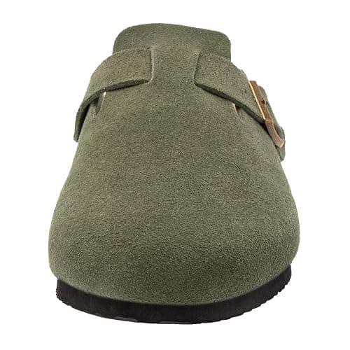 Brelzo Calvior Women's Suede Clogs Men's Slip-On Mules Non-Slip Potato Shoes Arch Support Sandals with Adjustable Buckle for Indoor & Outdoor Use thumbnail 9