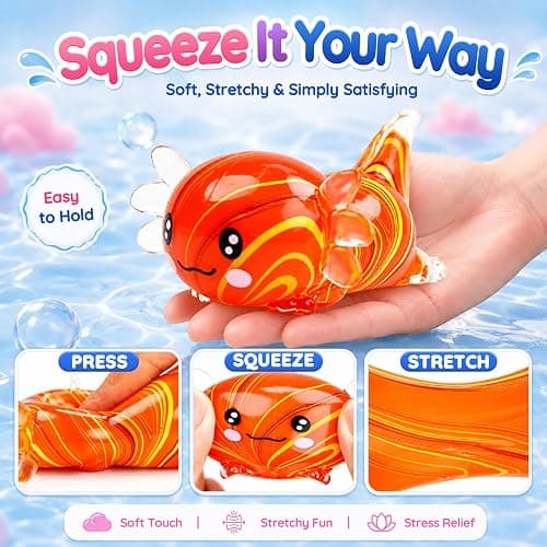 Axolotl Squishy Toy,Soft TPR Slow Rising Squeeze Toy（Orange | Swirl Stress Balls for Kids Adults Squishies Stress Relief,Sensory Fidget Toys Squishy for Anxiety for Kids Youth Adults thumbnail 3