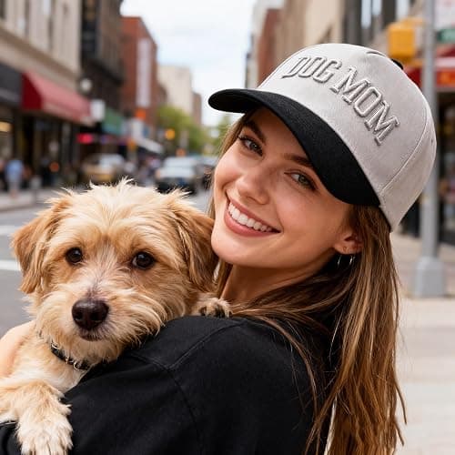 Dog Mom Hat- 3D Embroidered Puppy Mama Hat Adjustable Cotton Baseball Caps for Dog Lovers thumbnail 4