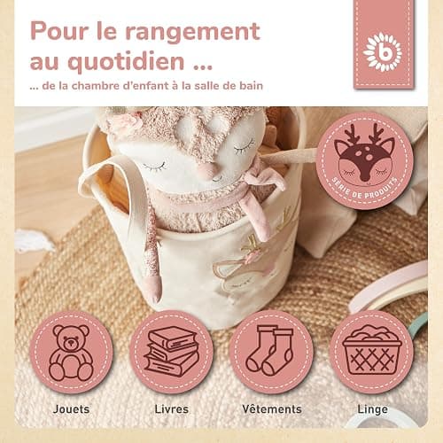 Bieco Panier à Linge Bebe Chevreuil Ella | Paniers à Linge | Laundry Basket | Corbeille a Linge Pliable Panier Linge Panier à Linge Enfant Panier Rangement Enfant Panier a Linge Bebe Panier Linge Bebe thumbnail 5