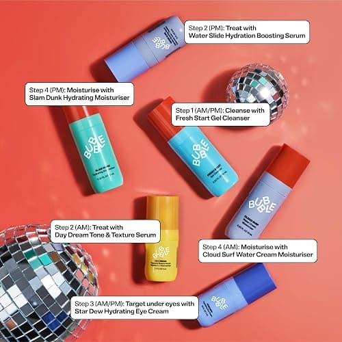 Bubble Skincare The Wish List Mini Skincare Essentials Gift Set - Includes Gel Cleanser, Vitamin C & Hyaluronic Serum, Eye Cream, Water Cream & Face Moisturizer - Travel Size Skin Care (6 Count) thumbnail 3