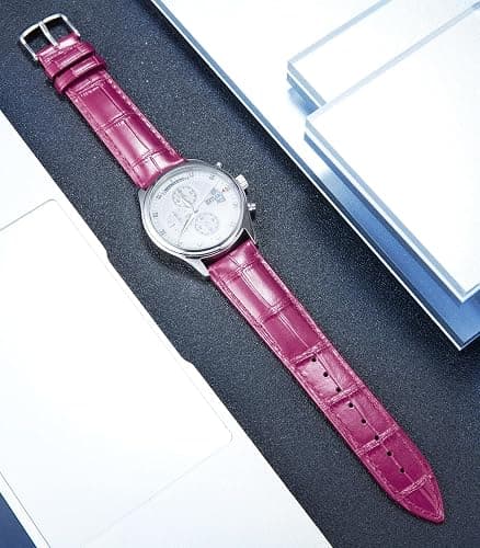 BINLUN Quick Release Leather Watch Straps Replacement Watch Bands Smart Watch Strap Crocodile Pattern in 10 Colors 13 Sizes with Silver/Gold/Rose-Gold Buckle for Men Women(10mm-24mm) thumbnail 2