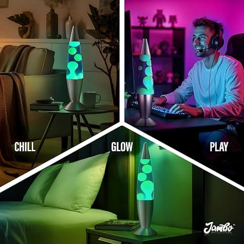 JAMBO 16" Beautiful Lamp- Blue with Yellow/Green Wax, Relaxing Liquid Light, Night Light Nightlight, Home Decor Living Room Office Bedroom Lamp for Adults Teens Kids, Magma Motion thumbnail 7