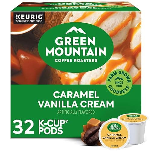 Green Mountain Coffee Roasters Caramel Vanilla Cream, Single-Serve Keurig K-Cup Pods, Flavored Light Roast Coffee Pods, 32 Count - Image 1