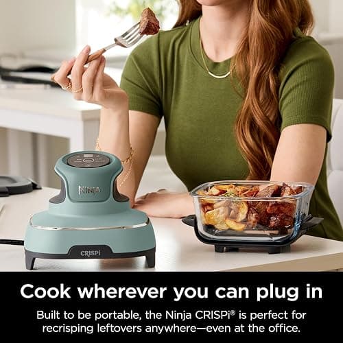 Ninja Crispi Air Fryer, Microwave, Freezer & Dishwasher Safe, Non Toxic Glass Portable Cooking System, 4 QT & 6 Cup Glass Containers with Storage Lids, Easy Meals, Air Fry, Bake, Green, FN101SG thumbnail 11