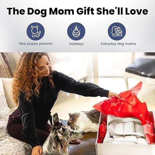 rubyloo Puffer Dog Travel Bag for Dog Moms – Doggy Diaper Bag with Pet Bowls & Food Storage or Everyday Puffy Tote – Doggy Mom Gifts for Women – Lightweight, Travel-Ready Gift for Pet Lovers – Beige thumbnail 6