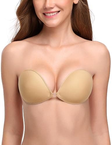 Wingslove Adhesive Bra Reusable Strapless Self Silicone Push-up Invisible Sticky Bras for Backless Dress - Image 1