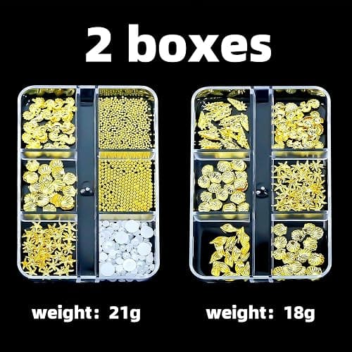 SHUXILIN 2Boxes Summer Steel Studs Metal Pearls Nail Gems Charms Metal Small Seashell Starfish Alloy Seahorse Nail Rhinestones Charms for Acrylic Nail Art Marine Theme Nail Supplies for Women Manicure thumbnail 3